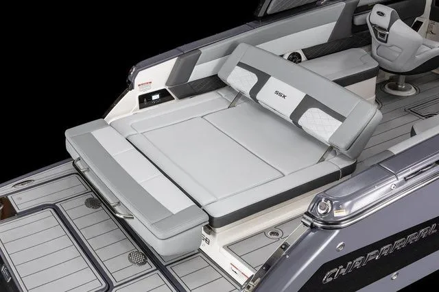 Slide: The Image of 2025 Chaparral 2870 SSX boat interior with luxurious seating and modern design. - 12