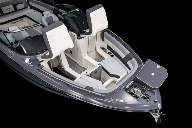 Slide: The Image of 2025 Chaparral 2870 SSX boat interior with sleek seating and modern design. - 8