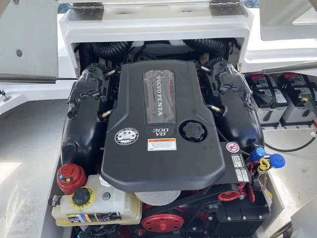 Slide: The Image of 2023 Cobalt CS22 engine compartment featuring a Volvo Penta 300 V8 engine. - 26