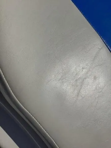 Slide: The Image of Close-up of 2007 Bayliner HSP 190 boat seat upholstery in gray and blue. - 7