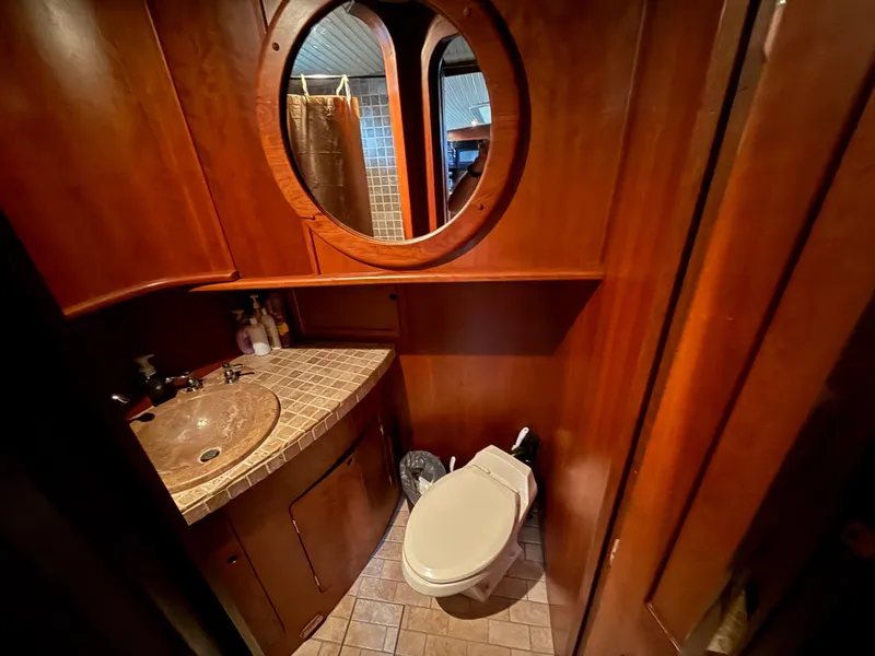 Slide: The Image of Luxurious wooden bathroom interior on a 2009 custom Dutch canal barge. - 15