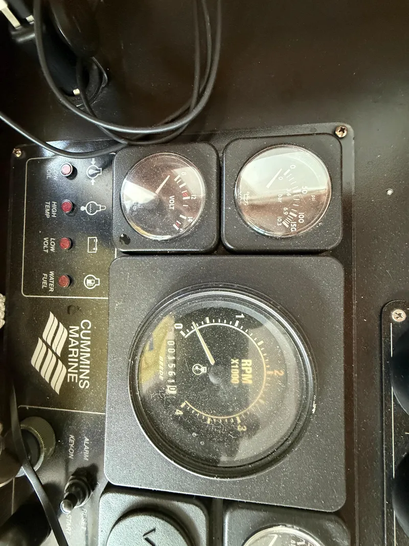 Slide: The Image of Control panel of a 2009 Custom Dutch Canal Barge with Cummins Marine gauges. - 5