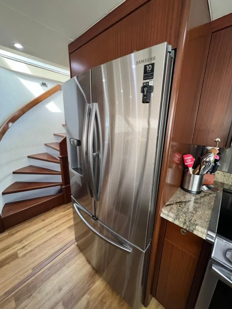 Slide: The Image of Stainless steel Samsung refrigerator in a 2005 Pacific Mariner 85 yacht kitchen. - 18