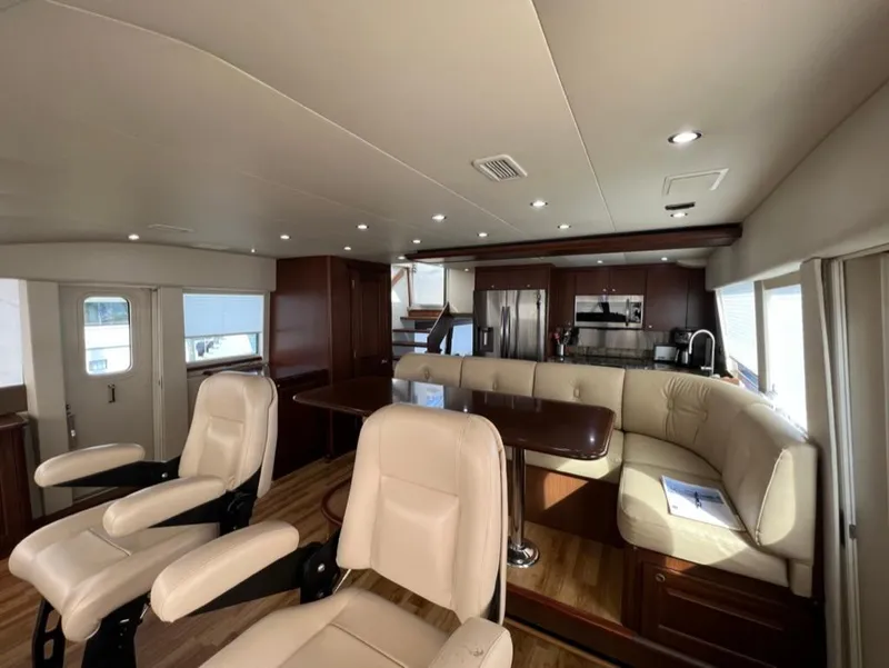 Slide: The Image of Luxurious interior of 2005 Pacific Mariner 85 yacht with modern kitchen and seating area. - 25