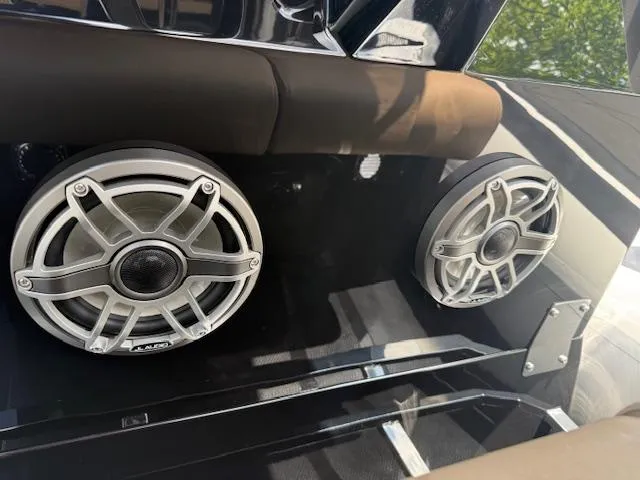 Slide: The Image of Speakers on a 2025 Brig Eagle 8 boat, showcasing modern audio equipment. - 19