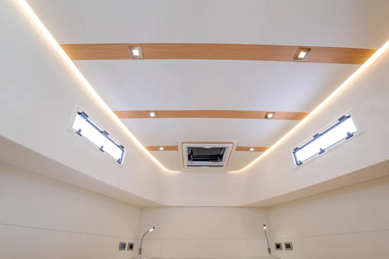 Slide: The Image of Interior ceiling of 2023 Pardo Yachts 38, featuring modern lighting and sleek design. - 50