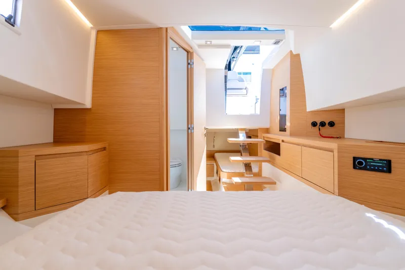 Slide: The Image of Luxurious interior of 2023 Pardo Yachts 38, featuring modern wood finishes and sleek design. - 51