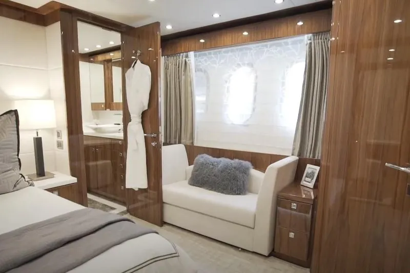 Slide: The Image of Luxurious 2017 Hargrave Raised Pilothouse MY yacht interior with elegant wood finishes. - 16