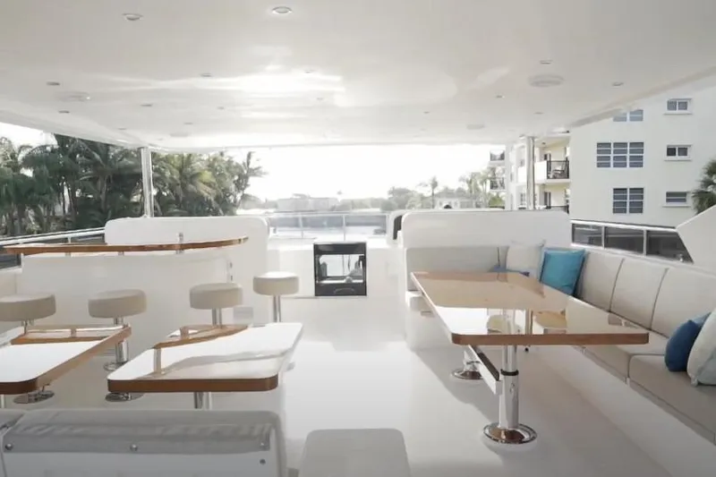 Slide: The Image of Luxurious 2017 Hargrave Raised Pilothouse MY yacht interior with elegant seating and tables. - 22