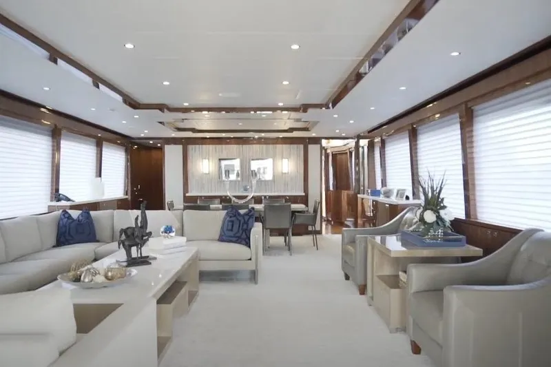 Slide: The Image of Luxurious interior of 2017 Hargrave Raised Pilothouse MY yacht with elegant furnishings. - 3