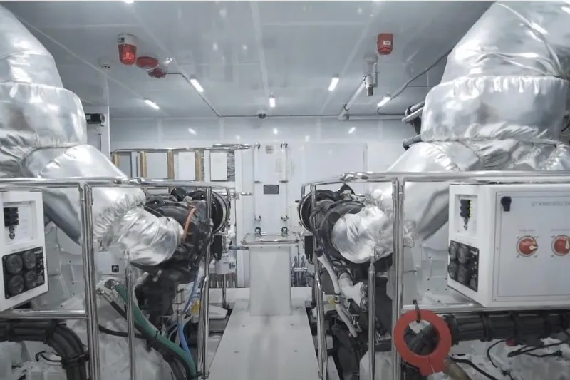 Slide: The Image of Engine room of 2017 Hargrave Raised Pilothouse MY yacht, featuring advanced machinery and equipment. - 32