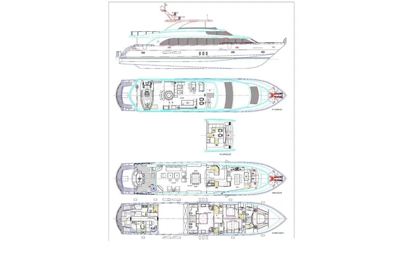 Slide: The Image of Blueprint of 2017 Hargrave Raised Pilothouse MY yacht, showcasing detailed deck layouts. - 35