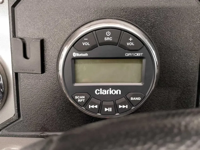 Slide: The Image of Clarion GR10BT audio system in 2021 Triton 206 Allure boat dashboard. - 32