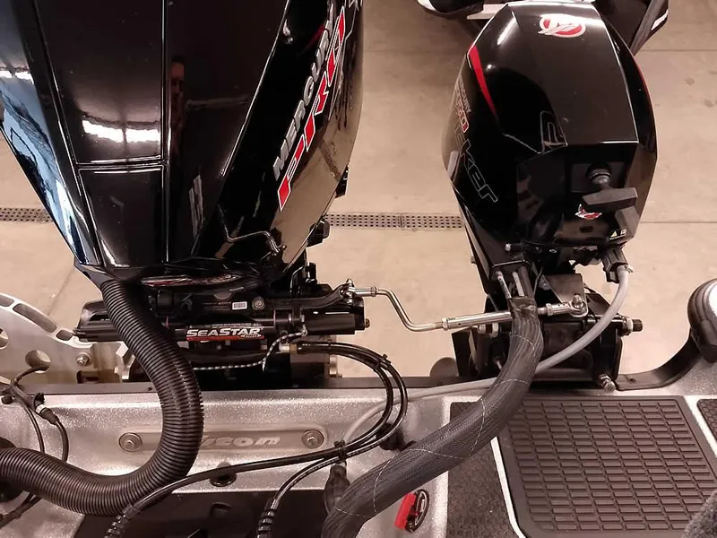 Slide: The Image of Triton 206 Allure 2021 boat engines with SeaStar hydraulic steering system. - 48