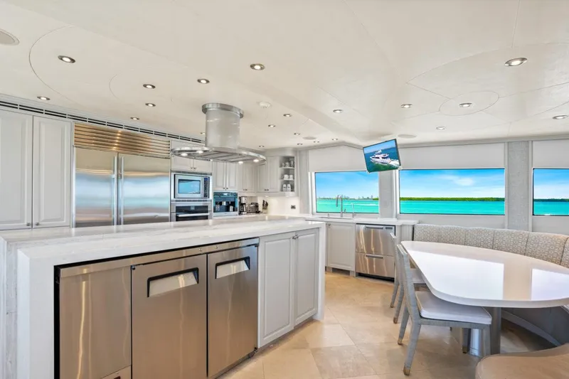 Slide: The Image of Luxurious kitchen interior on 2004 Crescent Raised Pilothouse yacht with ocean view. - 16