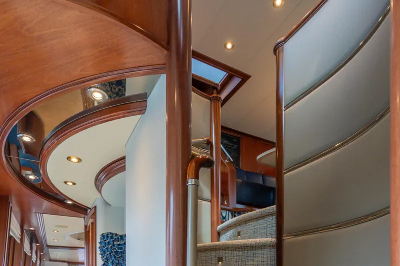 Slide: The Image of Luxurious interior of 2004 Crescent Raised Pilothouse yacht with elegant wood and modern design. - 39