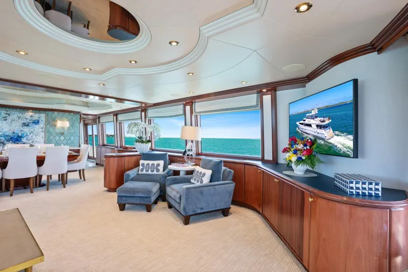 Slide: The Image of Luxurious interior of 2004 Crescent Raised Pilothouse yacht with elegant seating and ocean views. - 4