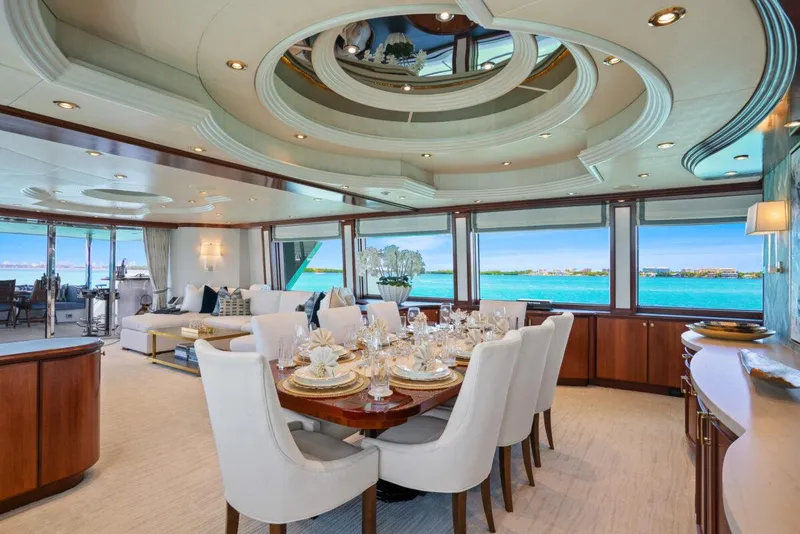 Slide: The Image of Luxurious dining area on 2004 Crescent Raised Pilothouse yacht with ocean views. - 8