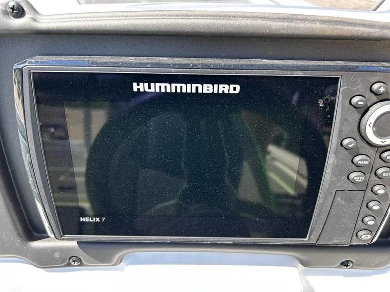 Slide: The Image of Humminbird Helix 7 fish finder on 2025 Xpress H20C Crappie boat dashboard. - 14