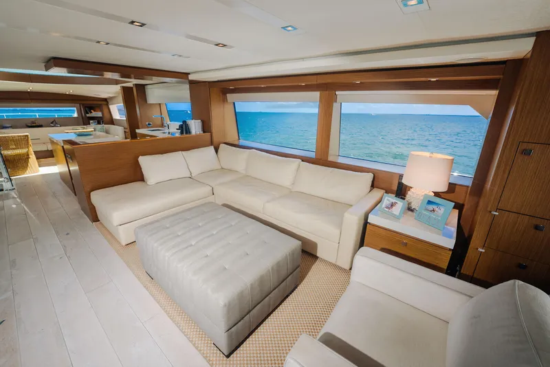 Slide: The Image of Luxurious interior of 2017 Hatteras M75 Panacera yacht with ocean view. - 34