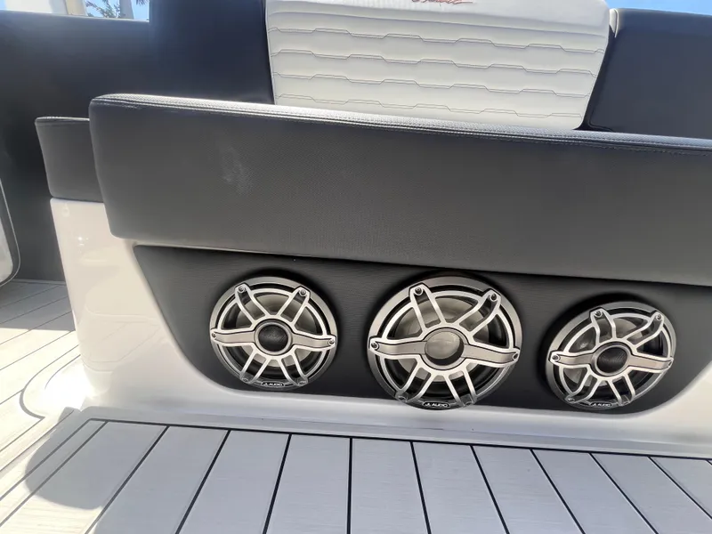 Slide: The Image of 2024 Cigarette 42 Auroris boat speakers and seating detail. - 38