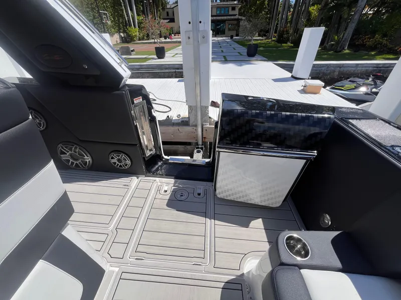 Slide: The Image of 2024 Cigarette 42 Auroris boat interior with sleek seating and modern design elements. - 8
