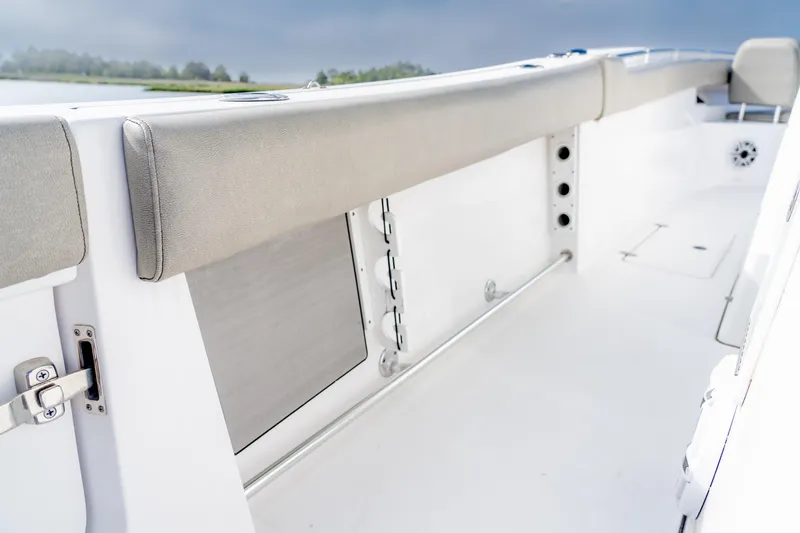 Slide: The Image of 2021 Sportsman Open 322 Center Console interior with sleek design and modern features. - 15