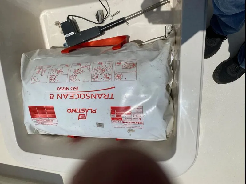 Slide: The Image of Life raft in a Sea Chaser 35 HFC CC boat compartment, 2020 model. - 23