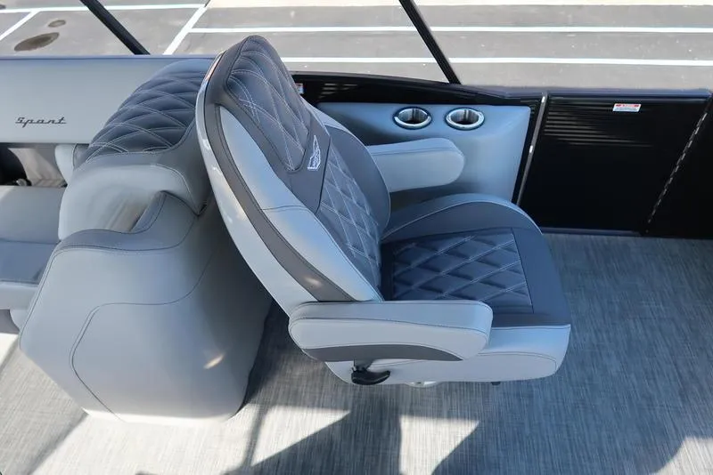 Slide: The Image of Luxurious seating on 2021 Bennington 24 RTFB boat with quilted design and cup holders. - 26