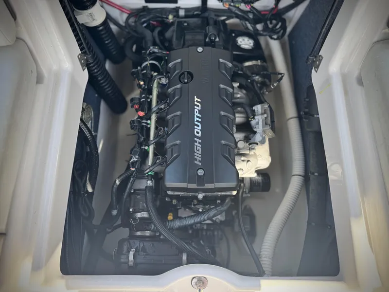 Slide: The Image of 2018 Yamaha AR190 engine compartment showcasing high output engine components. - 18