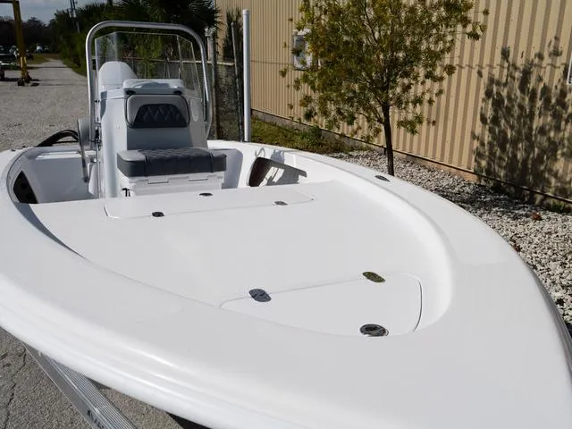 Slide: The Image of 2025 ALK2 17HS boat with sleek white deck and modern seating. - 15