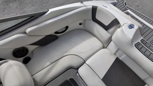 Slide: The Image of 2013 Yamaha Boats SX192 interior seating with sleek, modern design and comfortable upholstery. - 19