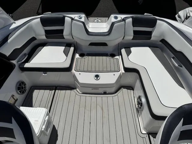 Slide: The Image of 2021 Yamaha Boats 195S interior with sleek seating and modern design. - 17