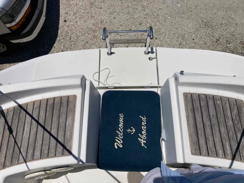 Slide: The Image of Beneteau Oceanis 370 yacht deck with 'Welcome Aboard' mat, 1993 model. - 6