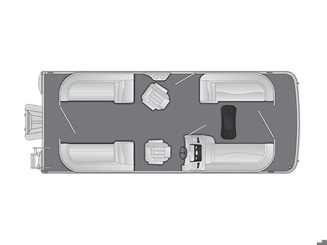 Slide: The Image of Top view of 2025 Bennington S Quad Bench 22 SSR boat layout. - 2