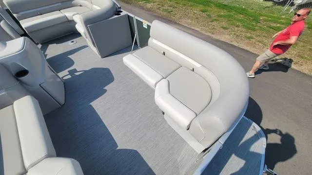 Slide: The Image of 2025 Godfrey Pontoons Xperience 1886 CX interior with spacious seating and modern design. - 5