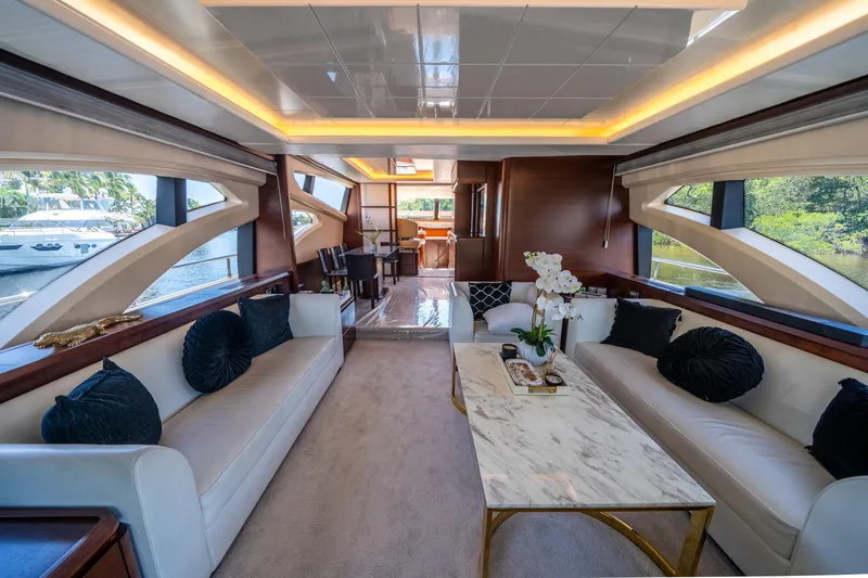 Slide: The Image of Luxurious interior of 2010 Azimut 75 Fly yacht with elegant seating and decor. - 22