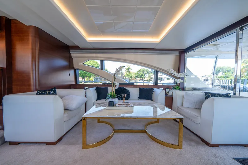 Slide: The Image of Luxurious interior of 2010 Azimut 75 Fly yacht with elegant seating and modern decor. - 24