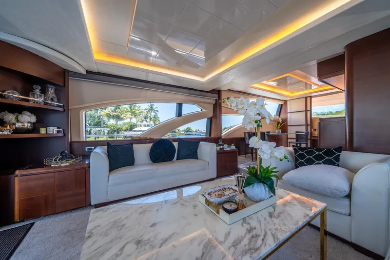 Slide: The Image of Luxurious interior of 2010 Azimut 75 Fly yacht with elegant seating and modern decor. - 25