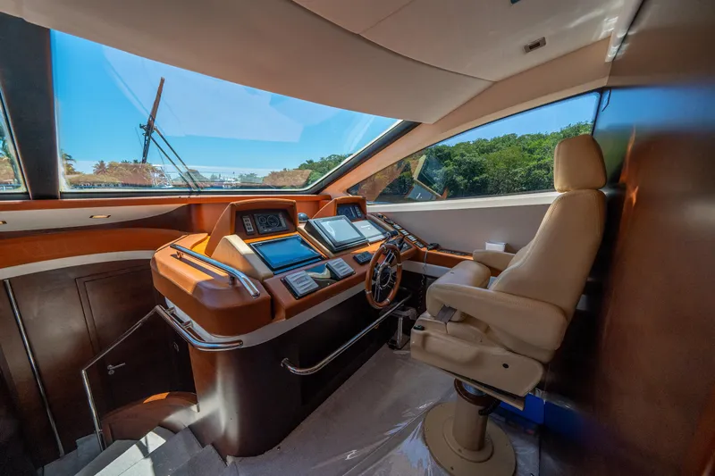 Slide: The Image of Luxurious helm of 2010 Azimut 75 Fly yacht with modern navigation equipment. - 32