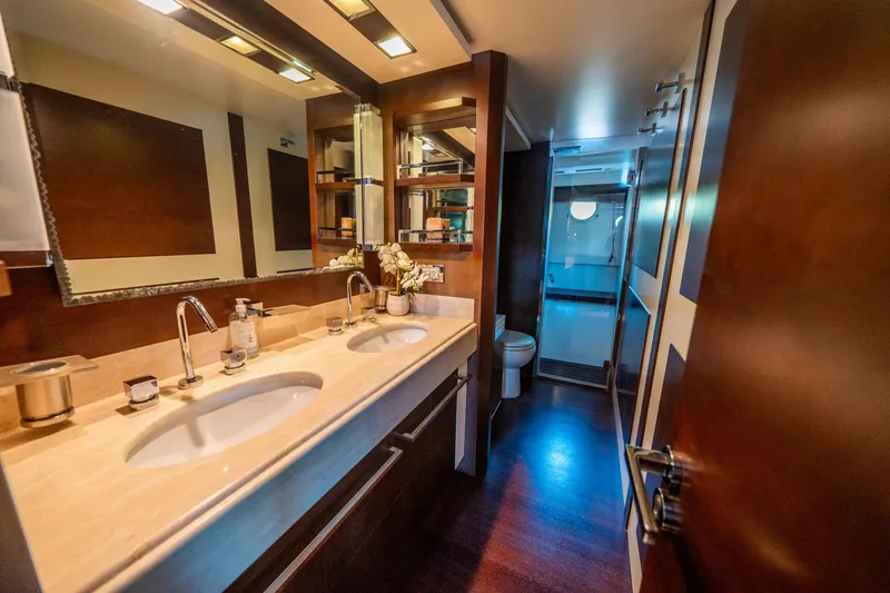Slide: The Image of Luxurious bathroom in 2010 Azimut 75 Fly yacht with dual sinks and modern fixtures. - 38