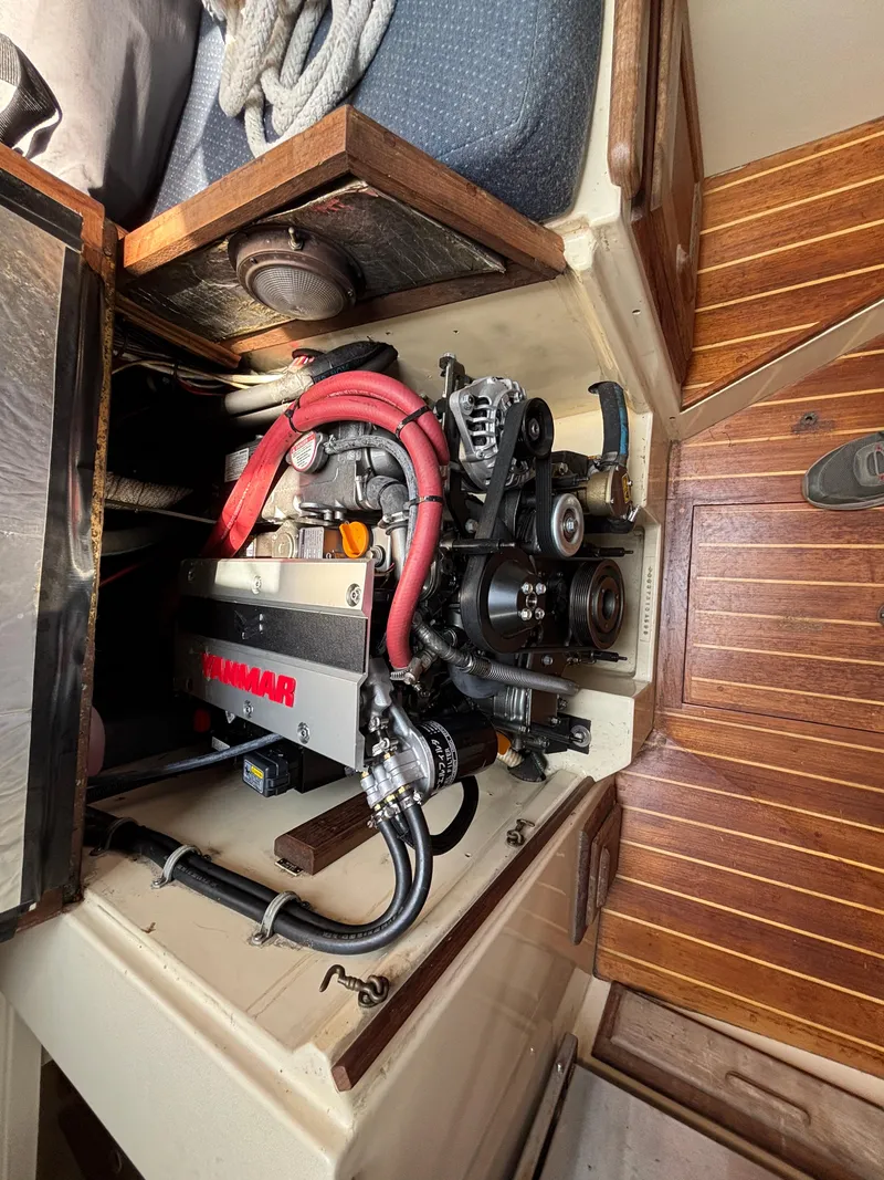 Slide: The Image of Engine compartment of a 1995 Pacific Seacraft Crealock 37 sailboat with Yanmar engine. - 41