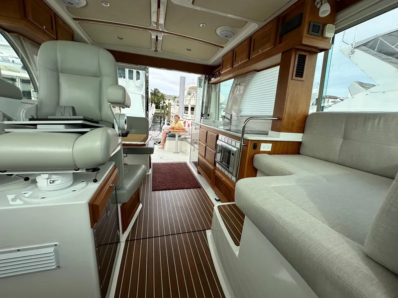Slide: The Image of Interior of 2020 Back Cove 41 yacht with luxurious seating and modern amenities. - 11