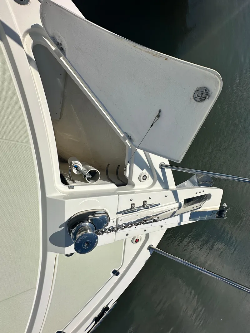 Slide: The Image of 2020 Back Cove 41 yacht deck detail with anchor and winch system. - 35