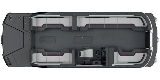 Slide: The Image of 2025 Manitou 22' Cruise Max Deck with 150HP Stealth Motor, top view layout. - 4