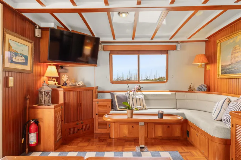 Slide: The Image of Luxurious 1996 Kadey-Krogen 48 Whaleback yacht interior with cozy seating and elegant decor. - 23