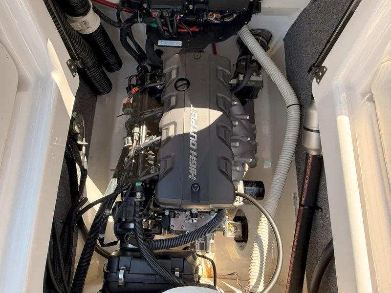 Slide: The Image of 2016 Yamaha SX190 engine compartment showcasing a well-maintained high output engine. - 12