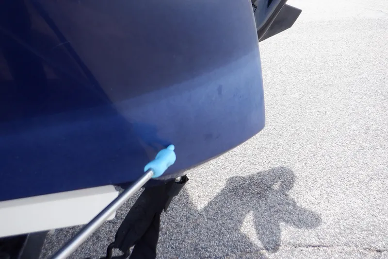 Slide: The Image of Blue 2014 Monterey 196MS boat on trailer, side view. - 18