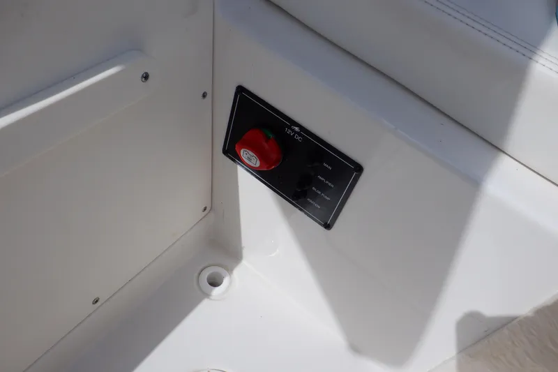 Slide: The Image of Jensen stereo system in a 2014 Monterey 196MS boat dashboard. - 45