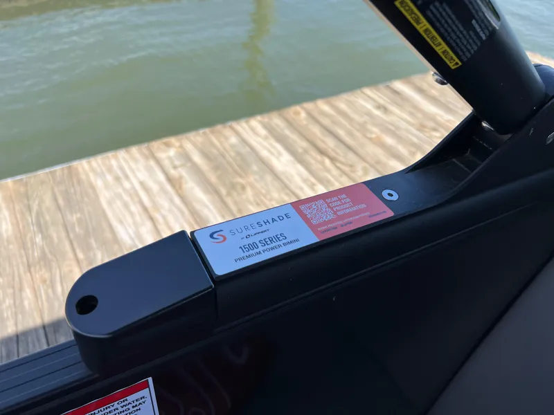 Slide: The Image of Starcraft SLS 3 boat detail, 2025 model, featuring Supershade 1500 Series on dockside. - 15